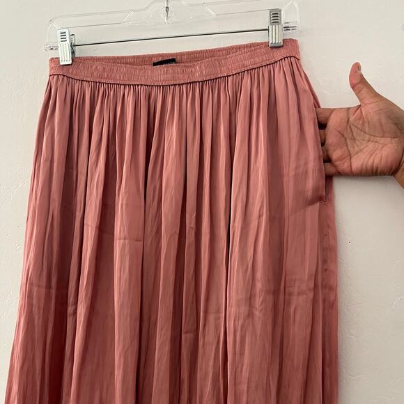 J. Crew Side-Slit Featherweight Crinkle Satin Maxi Skirt Pockets Pink Size 4 NWT - Picture 4 of 11